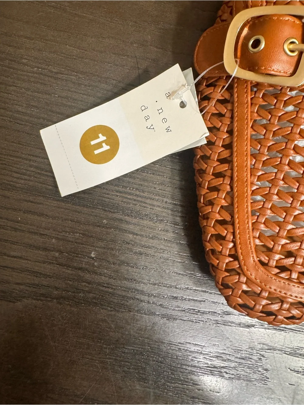 A New Day Woven Buckle Mule Slides Cognac Brown Women’s Size 11 NWT